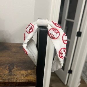 Baseball seed bead headband